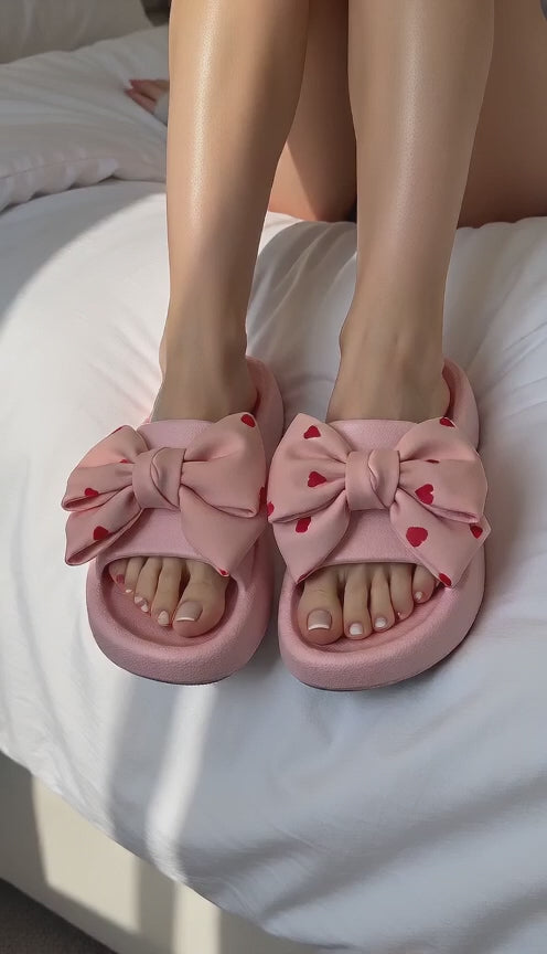 Women's Oversized-Bow Platform Slides, EVA Indoor-Outdoor Slippers, EU Sizes 36-45