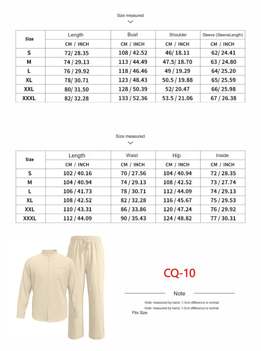Size chart