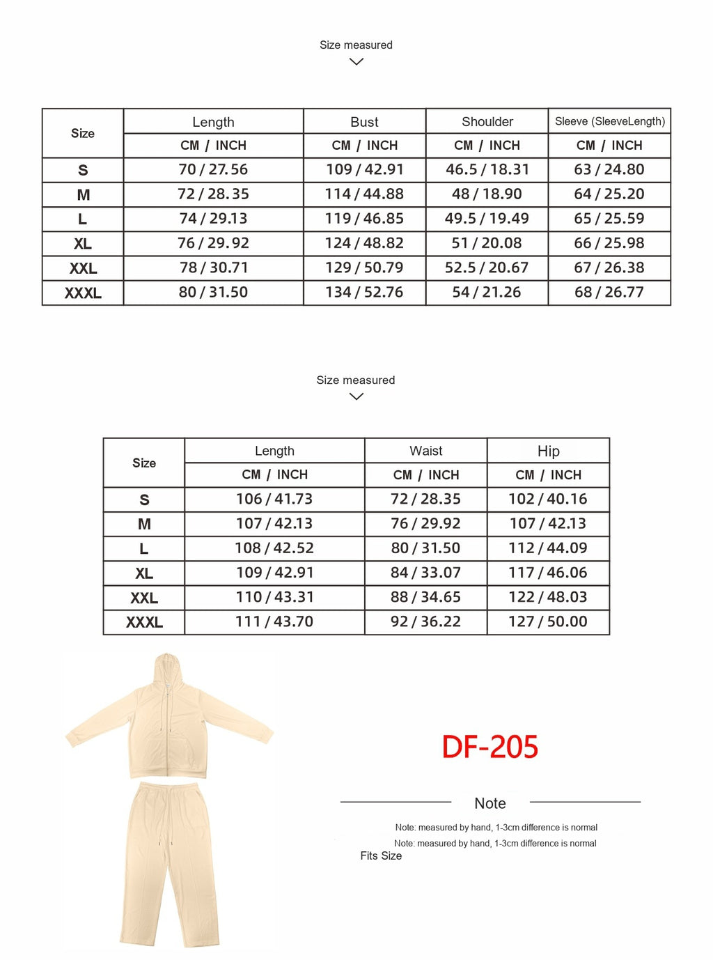 Size chart