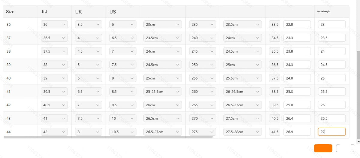 Size chart