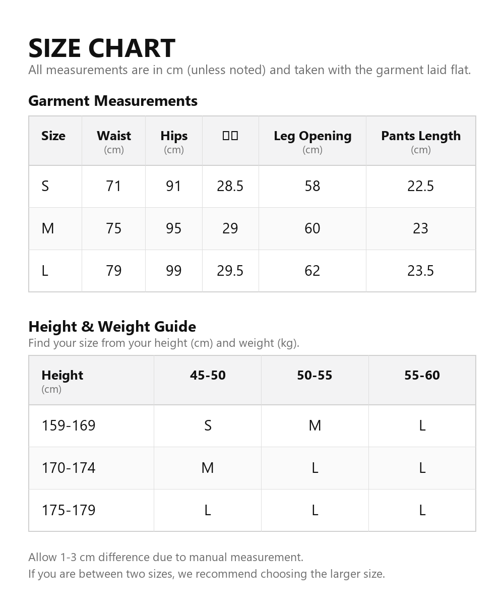 Size chart