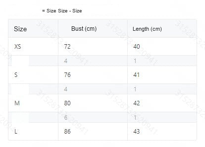 Size chart