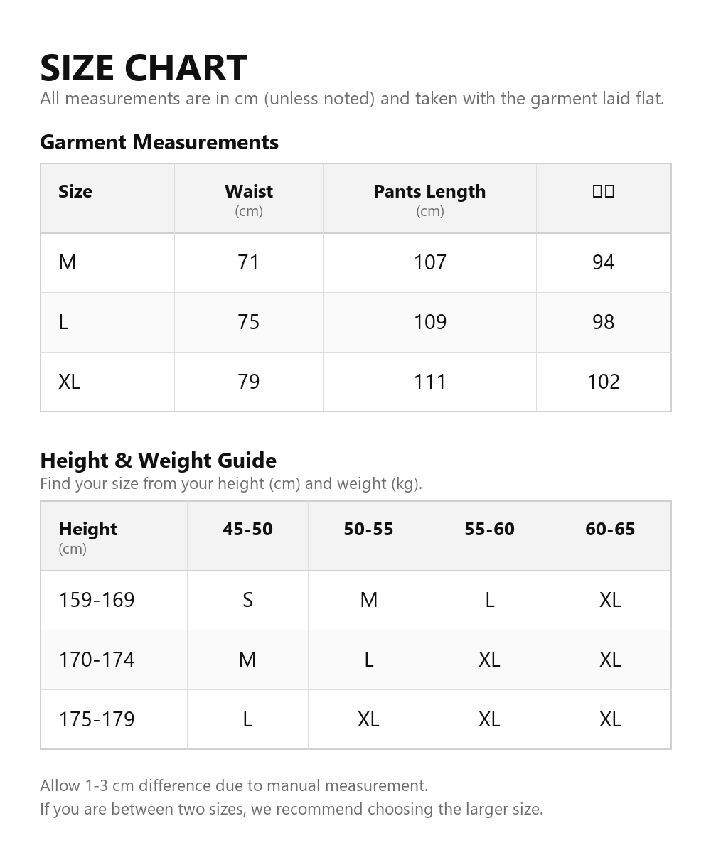 Size chart