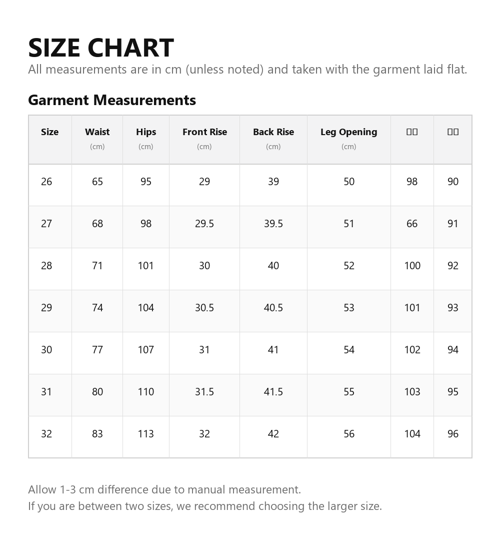 Size chart