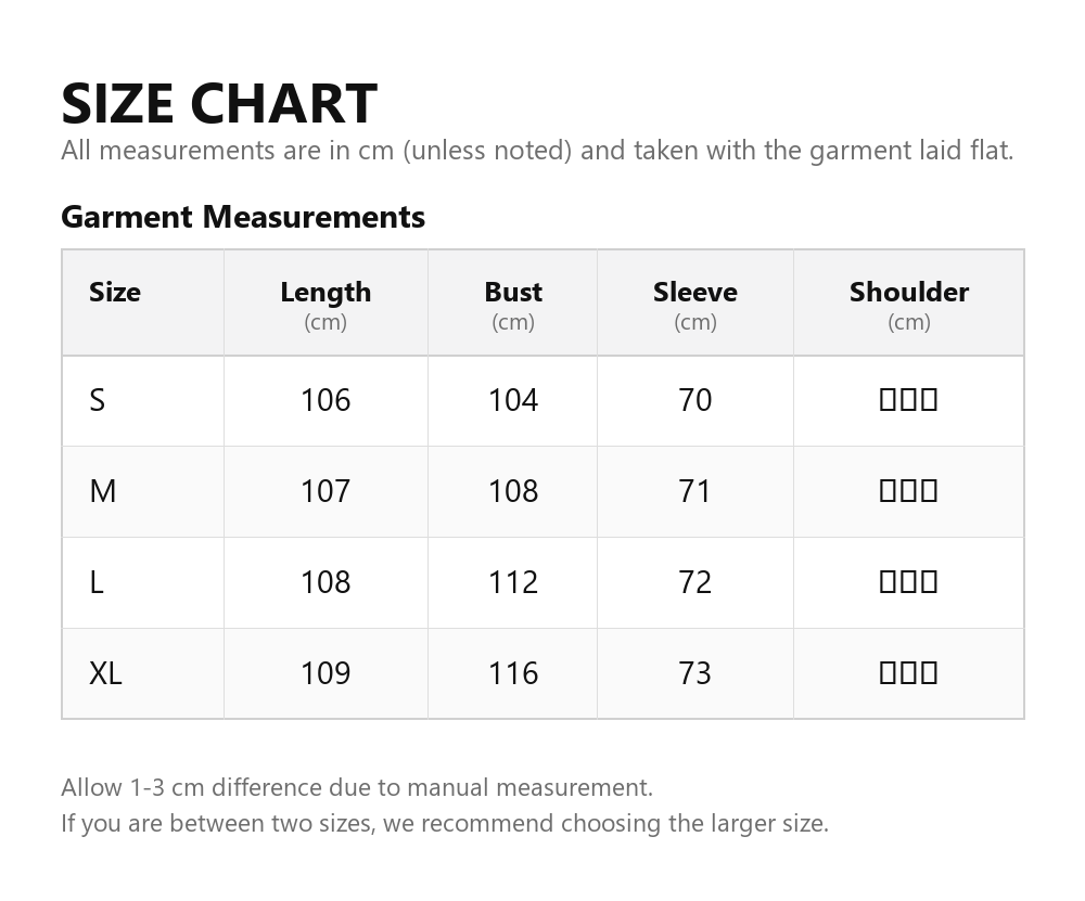 Size chart