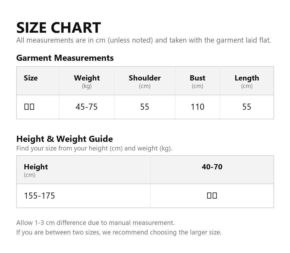 Size chart