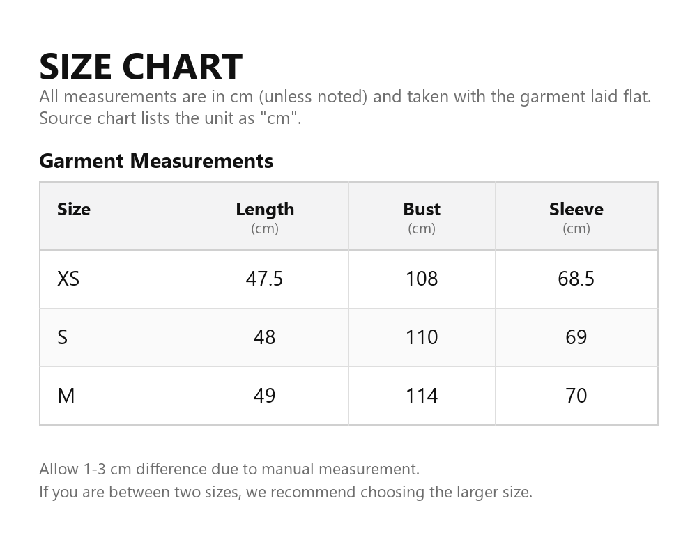 Size chart