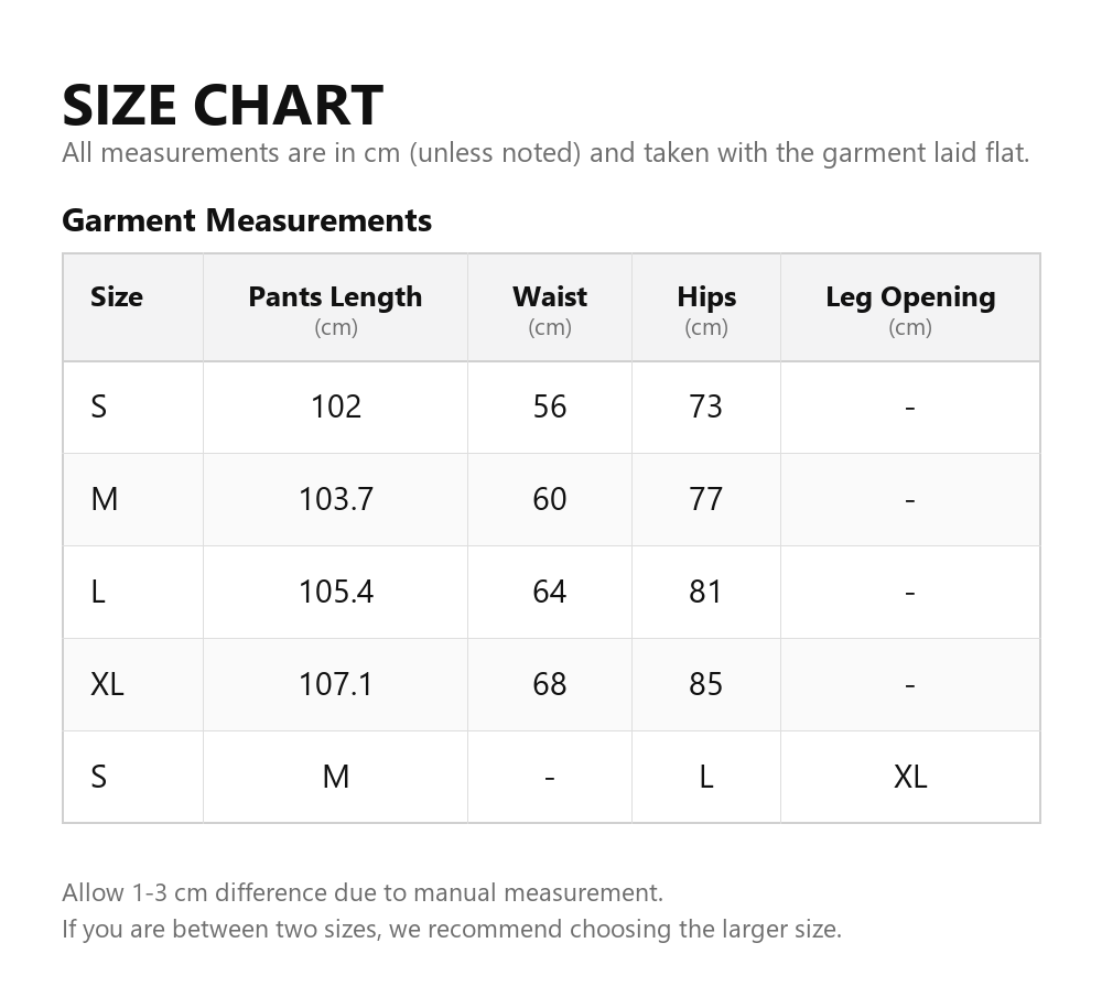 Size chart