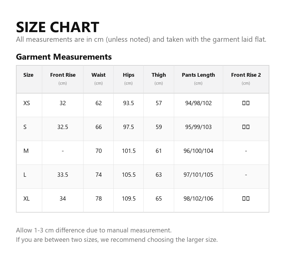 Size chart
