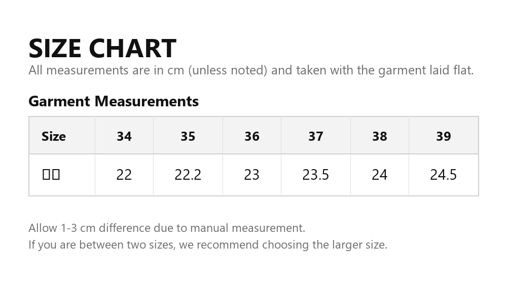 Size chart