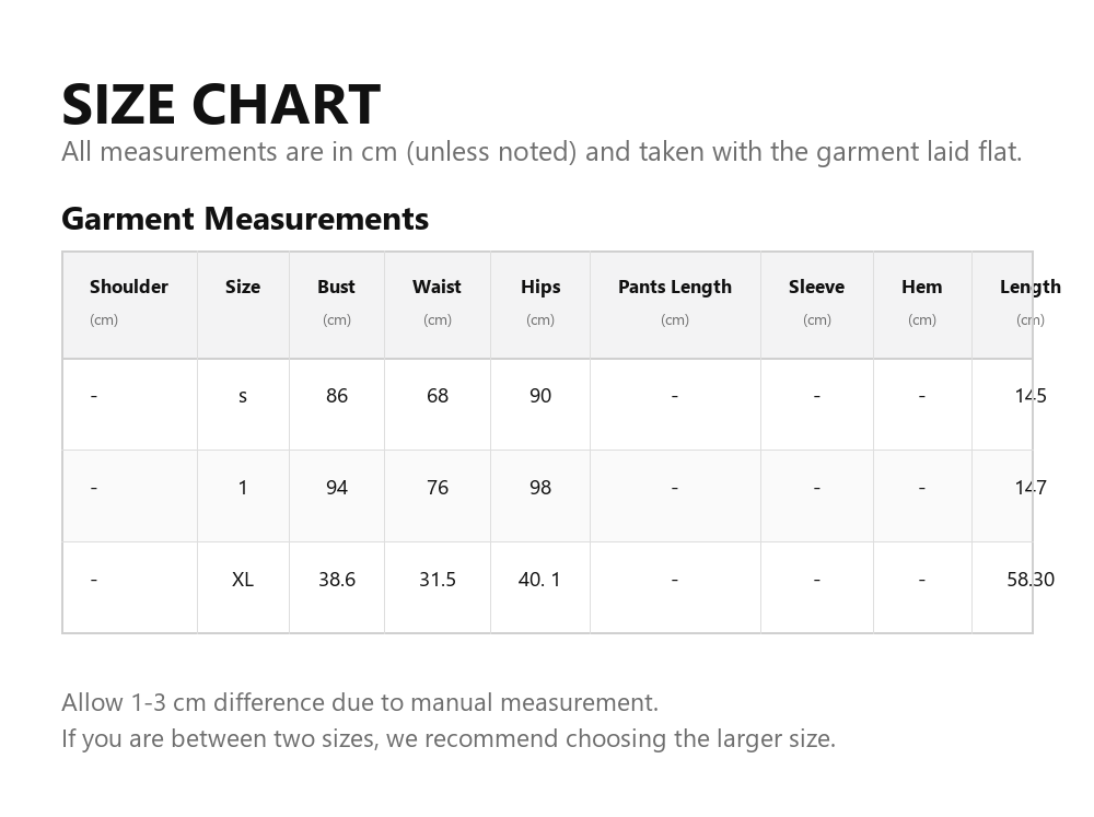 Size chart