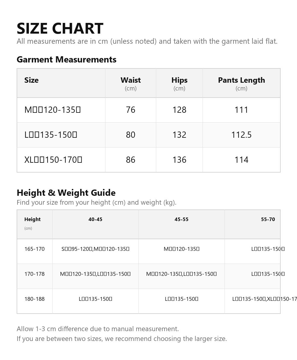 Size chart