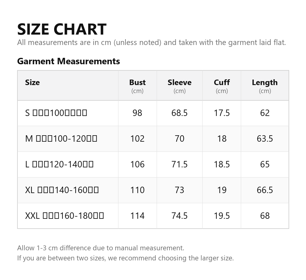 Size chart