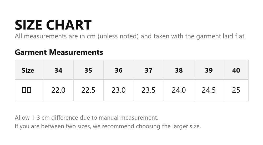 Size chart