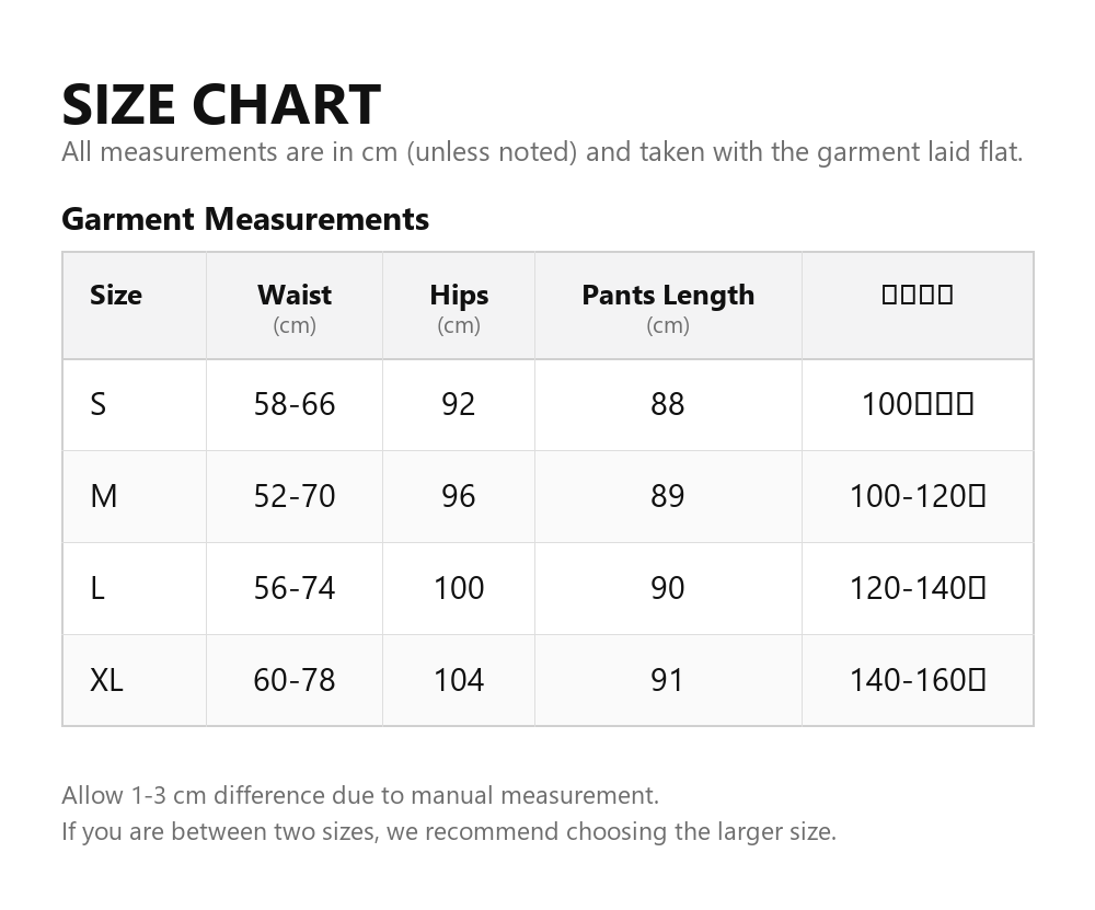 Size chart
