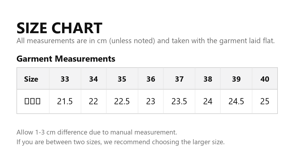 Size chart