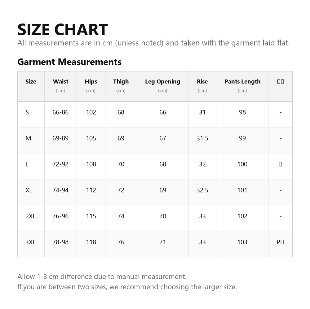 Size chart