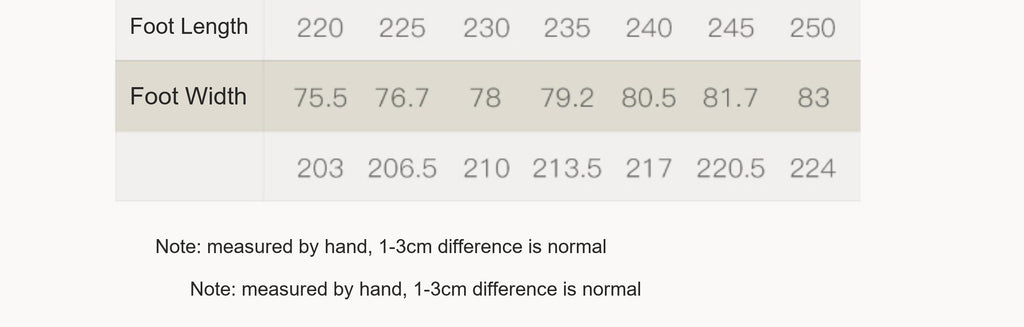 Size chart