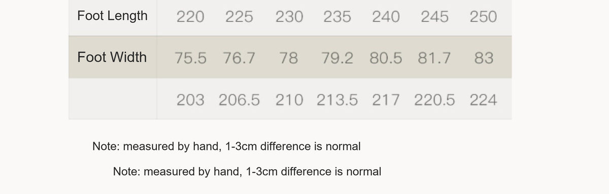 Size chart