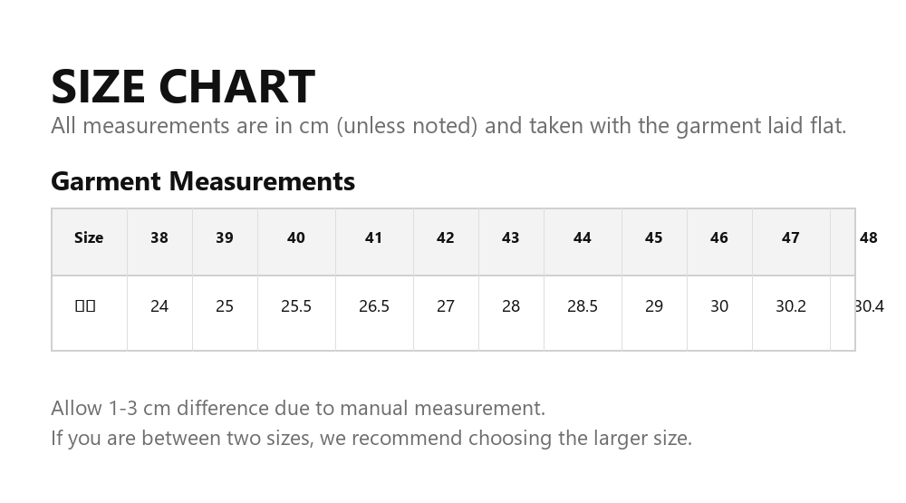 Size chart