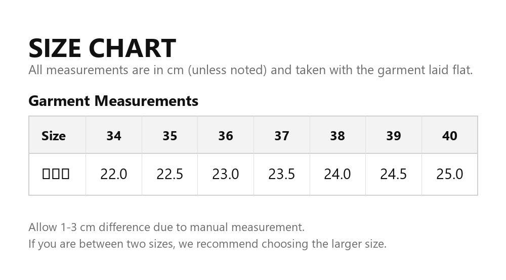 Size chart