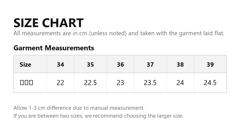 Size chart