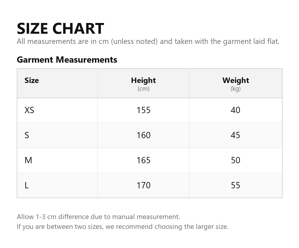 Size chart