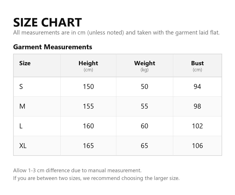 Size chart