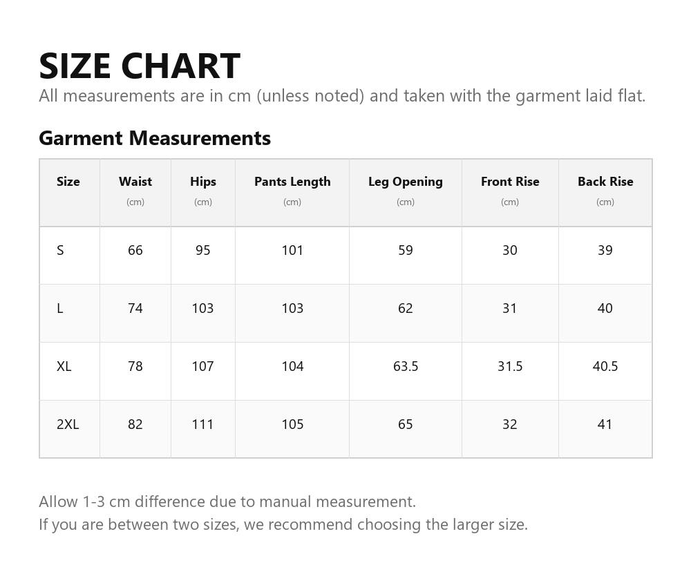 Size chart