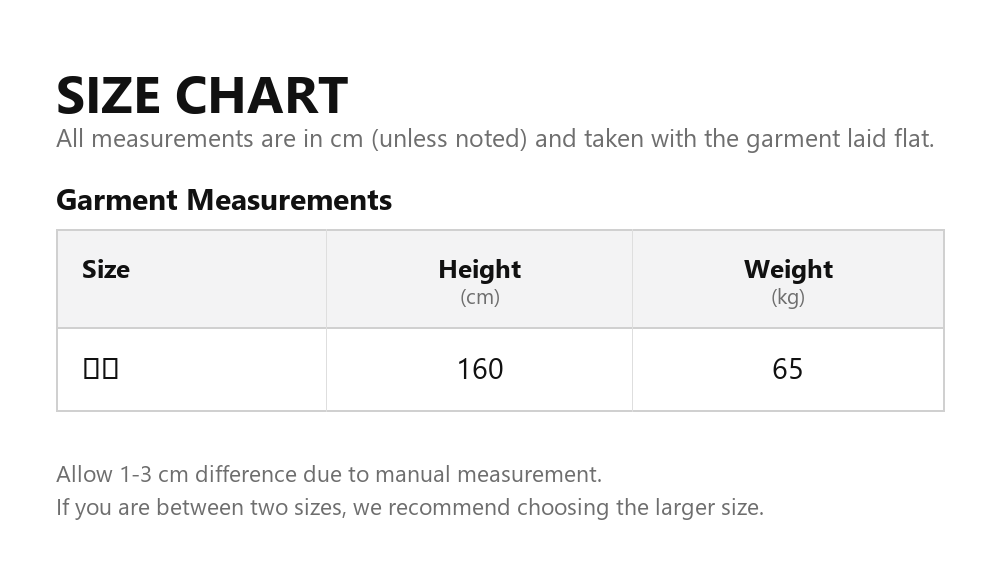 Size chart