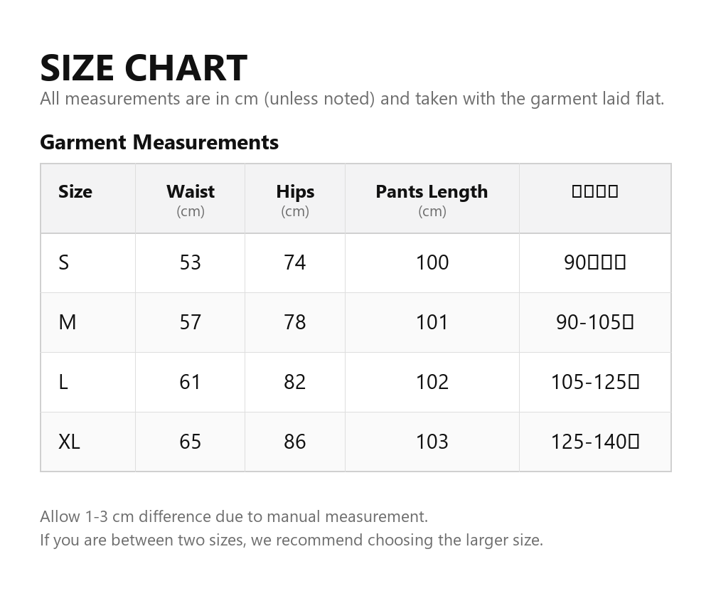 Size chart